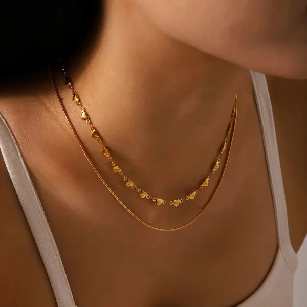 Gold_Dual_Layer_Loving_Heart_Necklace_For_Women